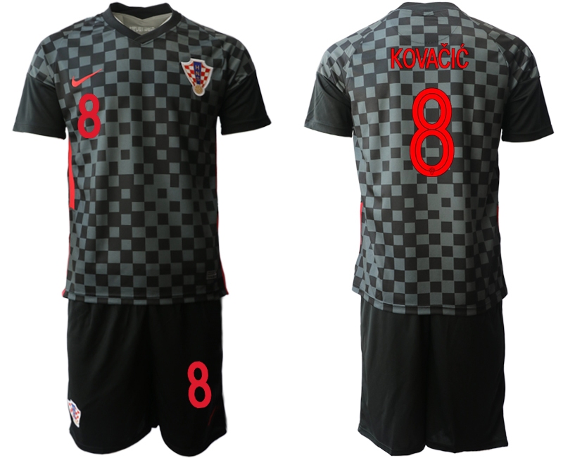 Men 2021 European Cup Croatia black away #8 Soccer Jerseys